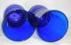 Art Deco Cobalt Blue Glass 5.  25 Ribbed Bottom Set/2 Art Deco photo 3