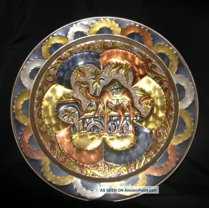 Wall Plate Exquisite Art Nouvea Gold Copper Brass Toleware ? Metalware photo