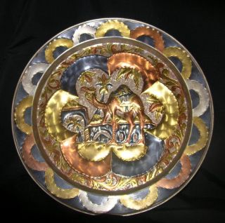 Wall Plate Exquisite Art Nouvea Gold Copper Brass Toleware ? photo
