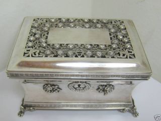 Antique Austrian Silver Filigree Box 1852 photo