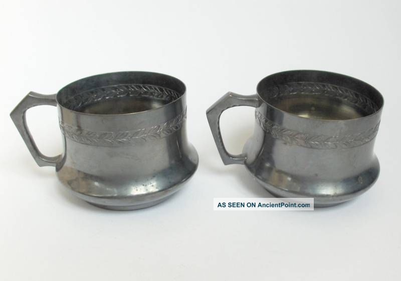 Pair Antique German Wmf Silver Plated Cup Cups Floral Flatware & Silverware photo