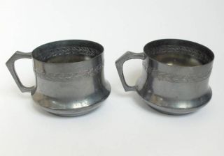 Pair Antique German Wmf Silver Plated Cup Cups Floral photo