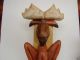 Folk Art Wood Carved Moose Cabin,  Lodge,  Match Holder Carved Figures photo 1