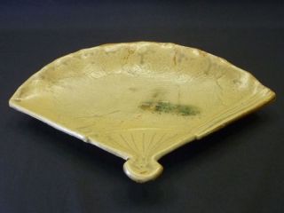 110200 Vintage Japanese Kizeto Ceramic Ougi Fan - Shaped Plate photo