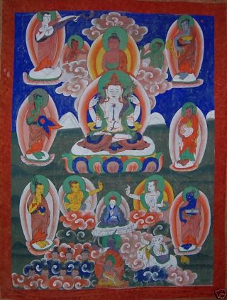 Antique Thangka Chenresig Nyingma Dzogchen Lineage Nr photo