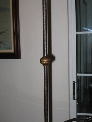 Antique Mission Floor Lamp Hammered Iron And Brass photo
