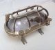 Vintage Industrial Lamp / Light - Brass Bunker Fitting With Glass Dome & Cage 20th Century photo 2