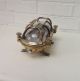 Vintage Industrial Lamp / Light - Brass Bunker Fitting With Glass Dome & Cage 20th Century photo 8