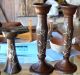 11 Inch Heintz Arts & Crafts Deco Silver On Bronze Pair Metalware photo 4