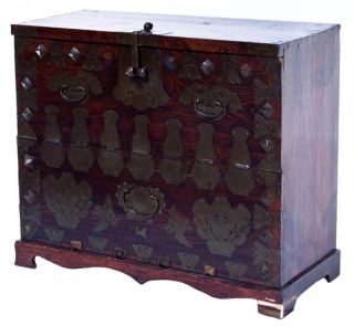 Antique Chinese Trunk With Metal Hardware photo