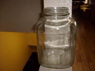Vintage Large Square Glass Ribbed Coffee Jar Early 1900 ' S Rare photo