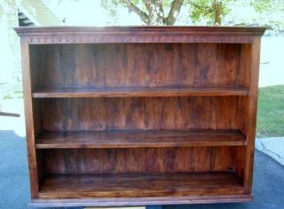 Solid Wood 3 Tier Bookcase With Carved Fascia.  Use As Credenza,  Bar,  Cabinet 1 photo
