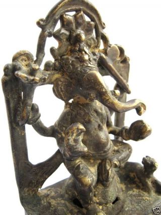 Antique Old Bronze Ganesh On Throne Shivling,  India.  Lost Wax photo