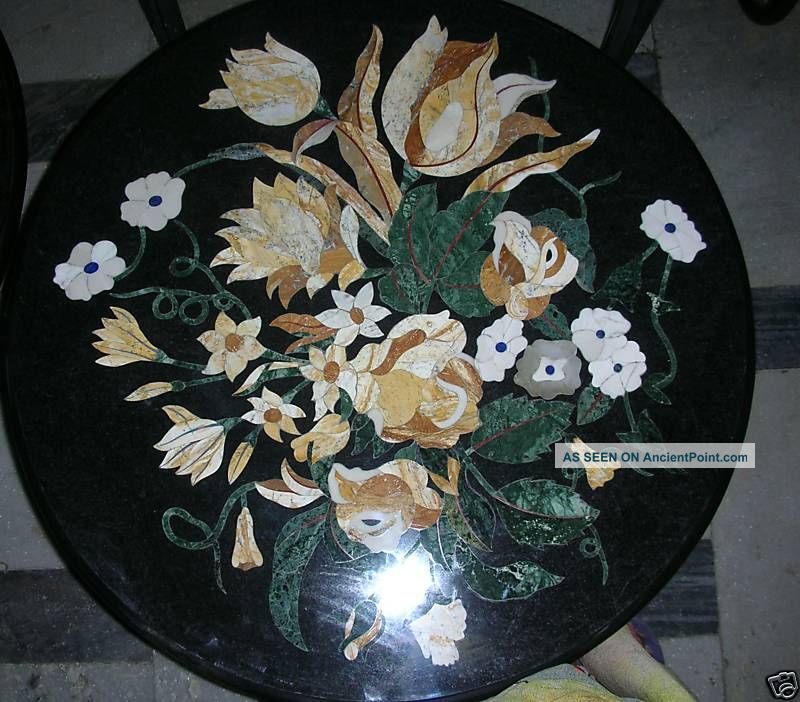 Micromosaic Floral Pietra Dura Coffee Table Wall Plaque Other photo