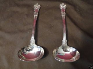 Victorian Queens Pattern Pair Sauce Ladles,  Silver Plate - William Eleysc.  1890 photo