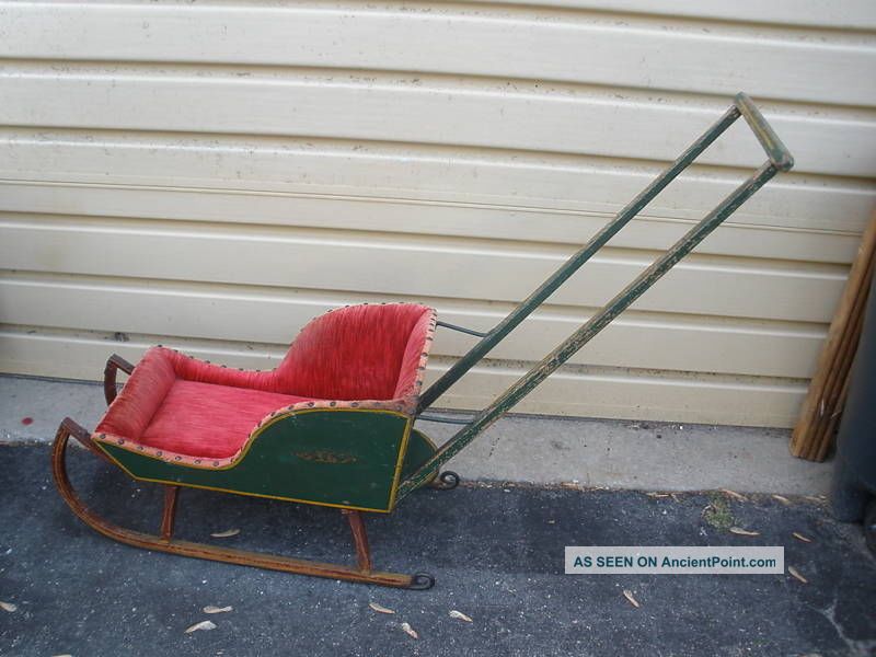 46775 Antique Victorian Child Youth Sled Sleigh Primitives photo