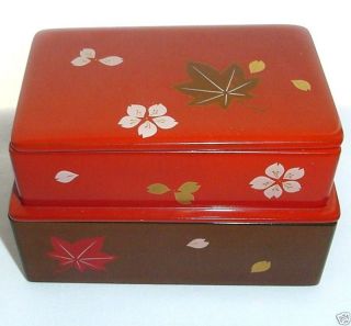Lacquer Wood Box Japanese 2 Section Special Rare Bento Extraordinarily Gorgeous photo