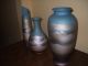 Set Of 3 Varing Shapes Vases Blue And Golds With Shades Of Browns Unknown Maker Vases photo 2