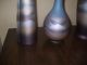 Set Of 3 Varing Shapes Vases Blue And Golds With Shades Of Browns Unknown Maker Vases photo 3
