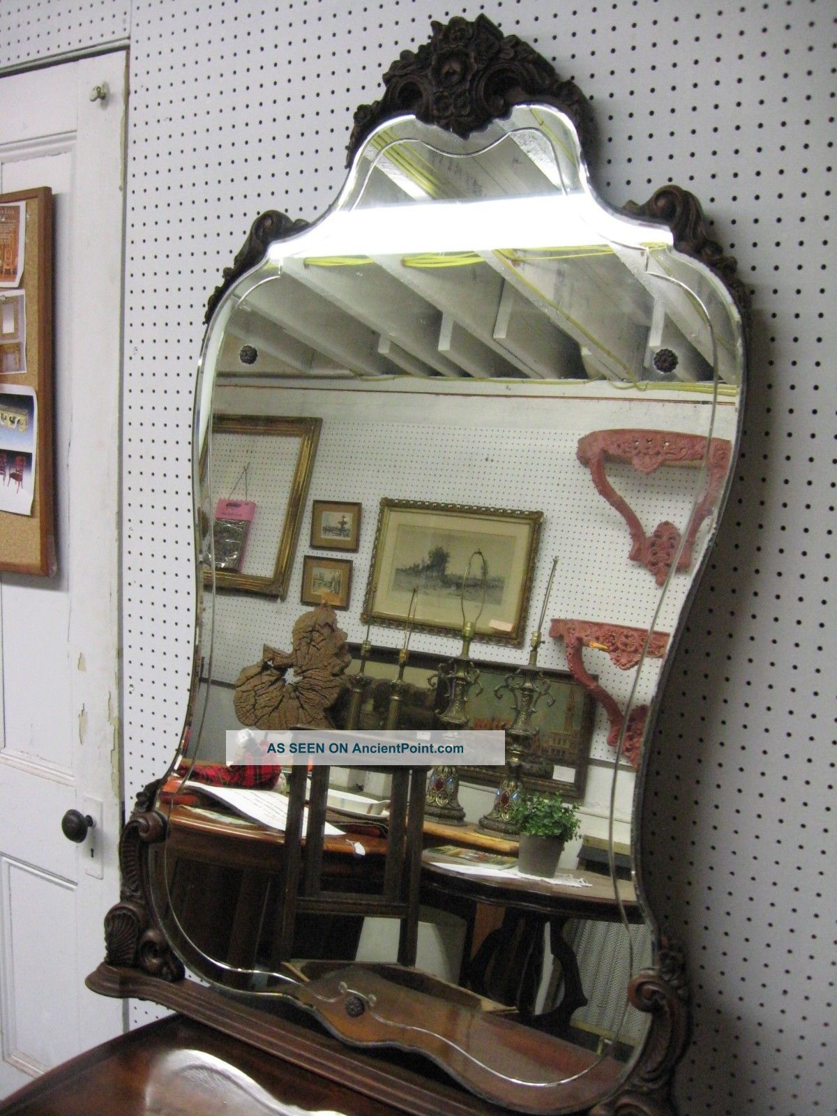 Reduced Victorian Hand Carved Solid Mahogany Dresser/vanity Mirror (taller) 1800-1899 photo