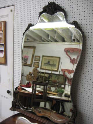 Reduced Victorian Hand Carved Solid Mahogany Dresser/vanity Mirror (taller) photo