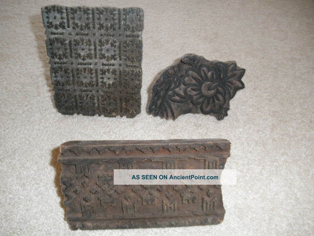 Very Old Wooden Block Print With Designs  India Primitives photo