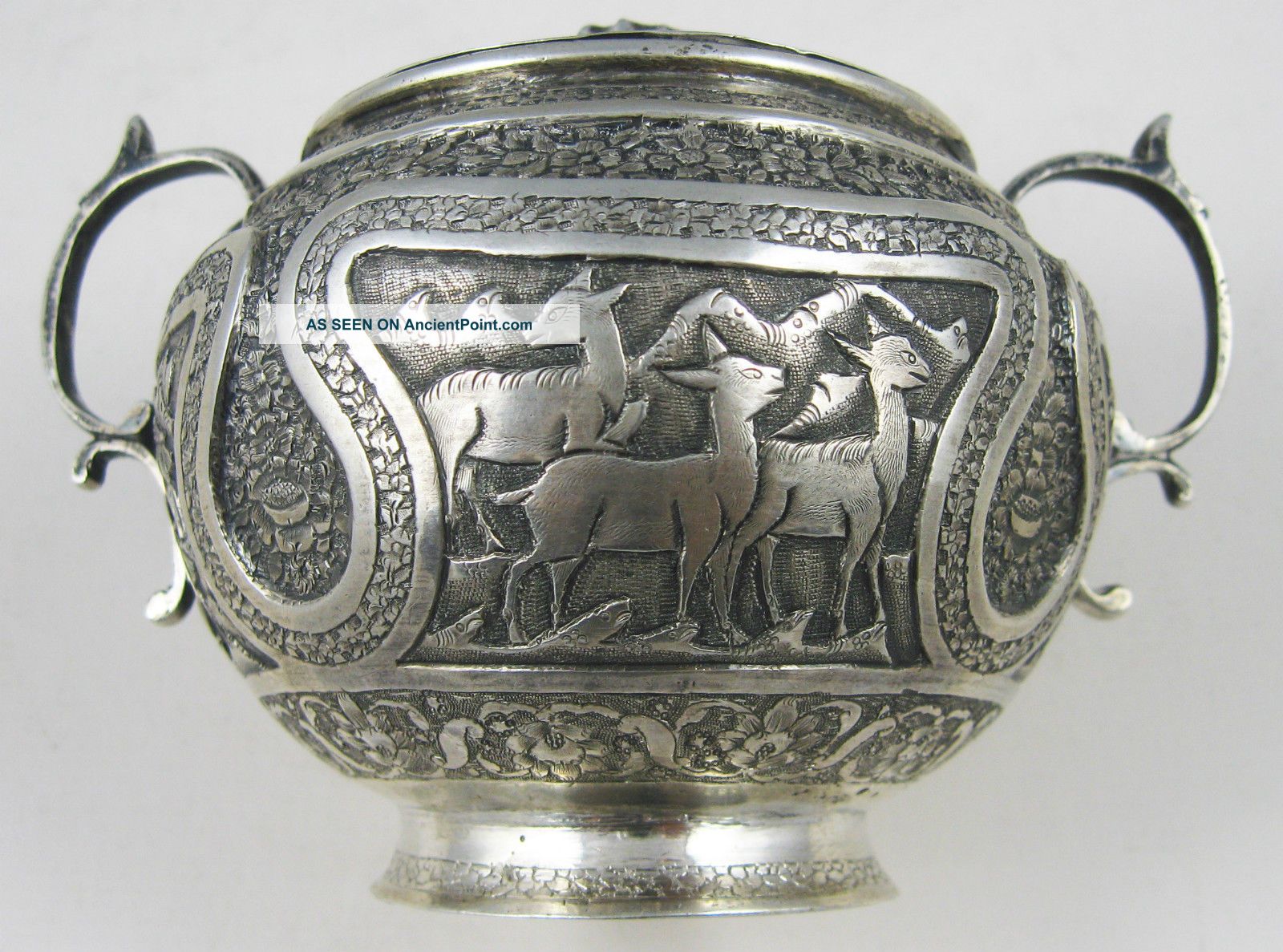 Persia,  1940,  Silver Sugar Bowl,  Stamped And Signed Isfahan Aminzadeh. Sugar Bowls & Tongs photo