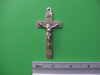 Antique Large And Heavy Catholic Church Solid Silver Crucifix,  Ca.  1850 Ad. photo