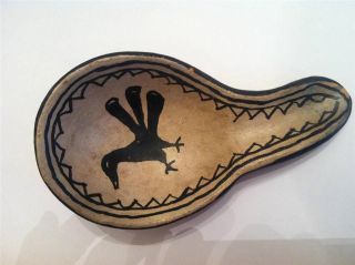 Early Native American Acoma Pottery Polychrome Ladle - Cochiti Spoon - Bird Motif photo