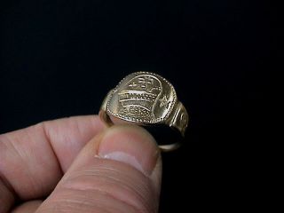 Fantastic Decorated Medieval Gothic Heavy Solid Gold Crusader Ring,  1100 - 1300 Ad. photo