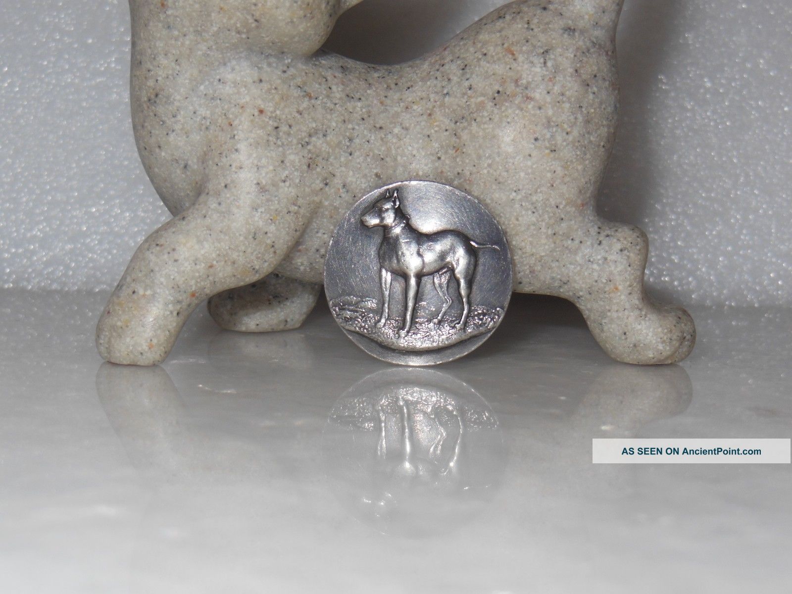 Hallmarked Solid Silver Antique Button Of A Great Dane Buttons photo
