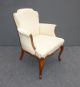 Gorgeous Vtg French White Accent Arm Chair Decorative Nails Cabriole Overstuffed Post-1950 photo 1