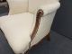 Gorgeous Vtg French White Accent Arm Chair Decorative Nails Cabriole Overstuffed Post-1950 photo 6