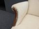 Gorgeous Vtg French White Accent Arm Chair Decorative Nails Cabriole Overstuffed Post-1950 photo 8