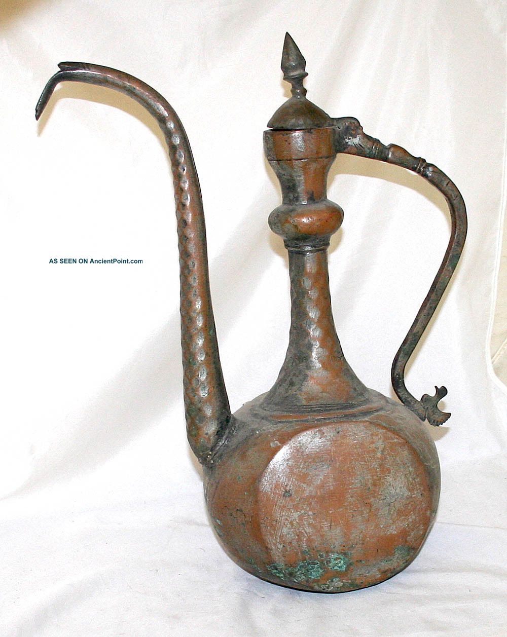 Islamic Antique Persian Copper Pitcher Aftebe Persia Circa 19th Century Metalware photo