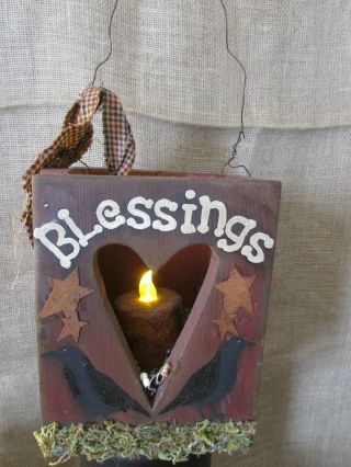Hand Painted Custom Made Old Crow/sheep/house Candle Box Primitive/country photo