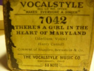 Vintage Piano Roll Vocals 7042 Harry Carrol 88 Note photo
