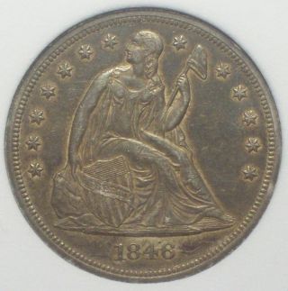 1846 Seated Liberty Silver Dollar Average Uncirculated - All Tone Rare photo