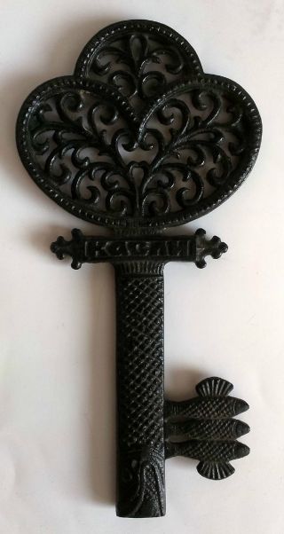 Antique Russian Cast Iron Skeleton Key Open Work - Kasli Foundry,  1747 Year photo