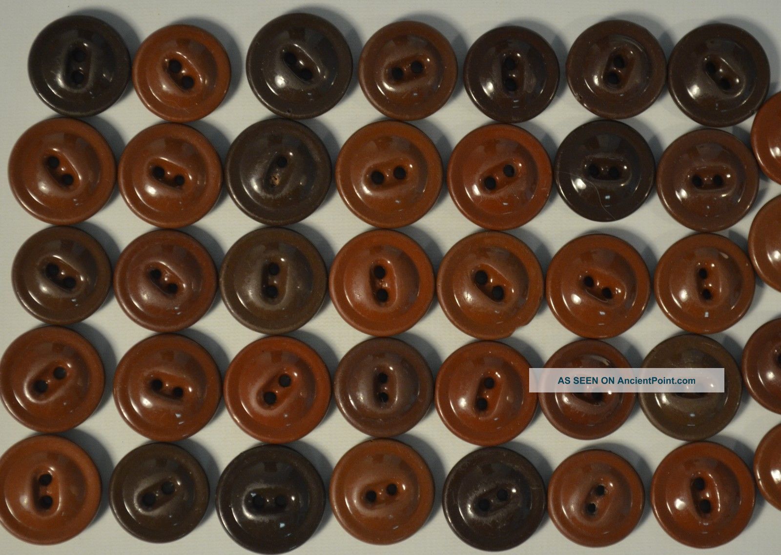 36 Vintage Antique Brown China Button Minor Wear Shabby 5/8 