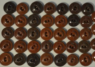 36 Vintage Antique Brown China Button Minor Wear Shabby 5/8 