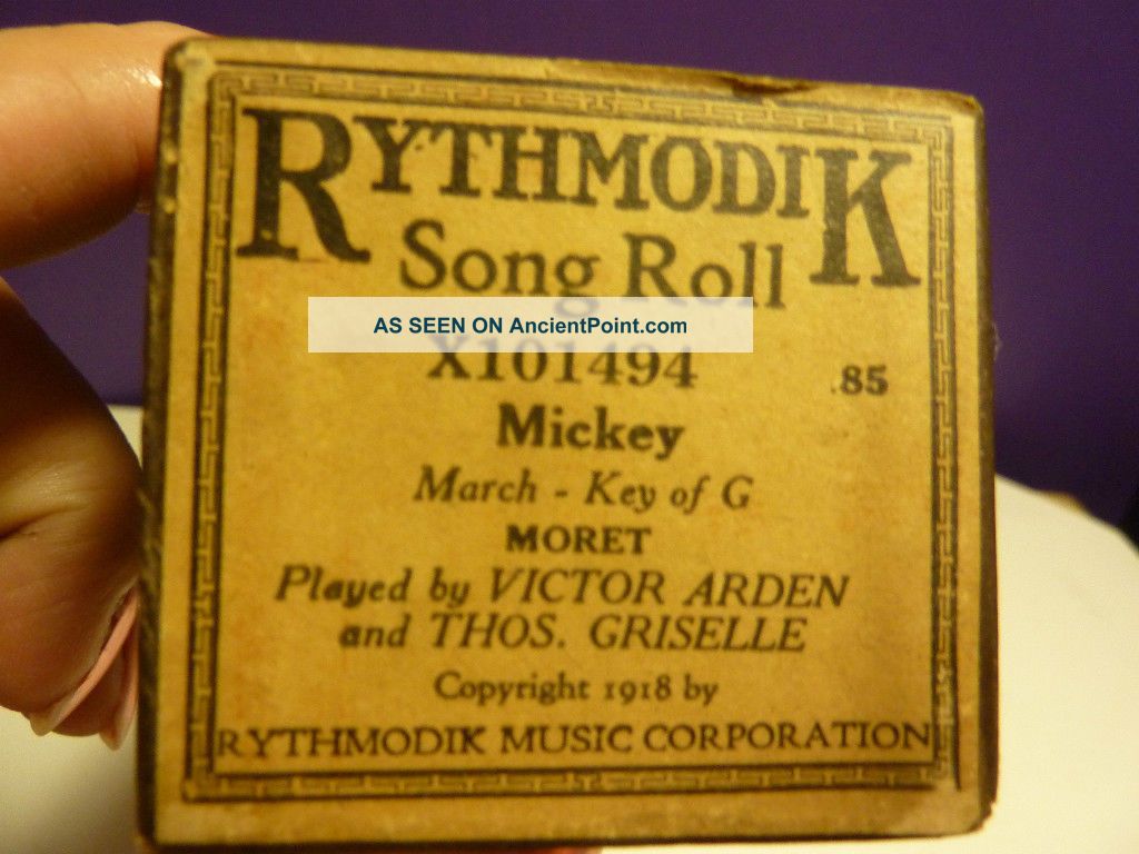 Vintage Piano Roll Ryhtmodik X101454 Mickey By Arden Keyboard photo