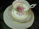 Coalport Tea Cup And Saucer Trio Quaker Grey Pink Rose Romance M Dutton Signed Cups & Saucers photo 8