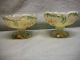 Antique Northwood Green & Gold Custard Glass Intaglio Compote Berry Sherbet Bowl Bowls photo 3