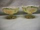 Antique Northwood Green & Gold Custard Glass Intaglio Compote Berry Sherbet Bowl Bowls photo 4