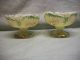 Antique Northwood Green & Gold Custard Glass Intaglio Compote Berry Sherbet Bowl Bowls photo 5