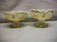 Antique Northwood Green & Gold Custard Glass Intaglio Compote Berry Sherbet Bowl Bowls photo 7