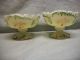 Antique Northwood Green & Gold Custard Glass Intaglio Compote Berry Sherbet Bowl Bowls photo 8