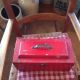 Antique Tool Box,  Wood,  Red Chippy Paint,  Storage,  Document,  Hand Crafted Primitives photo 3