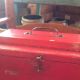 Antique Tool Box,  Wood,  Red Chippy Paint,  Storage,  Document,  Hand Crafted Primitives photo 4